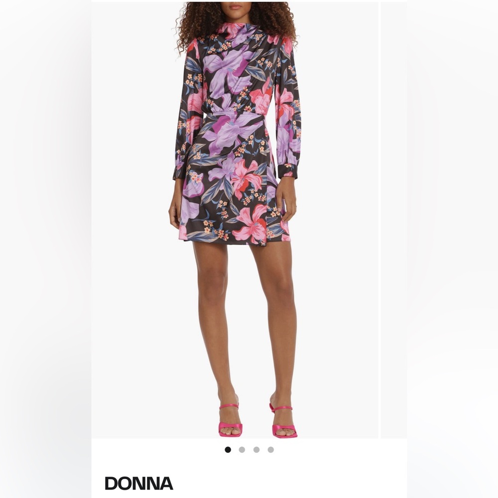Floral Black and Pink Women's Dress